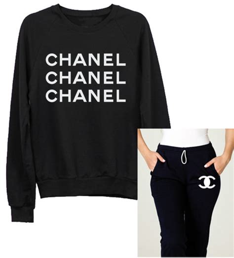 black chanel sweatsuit|chanel sweatshirt pullovers.